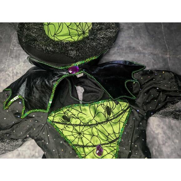 Magical Green Halloween 2 Piece Witch Costume Spiders Girls Size 7-8 Teetot - Picture 8 of 11